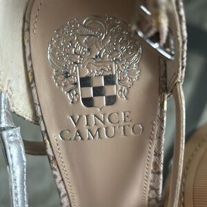 Adilene Sandle by Vince Camino metallic beige snakeskin